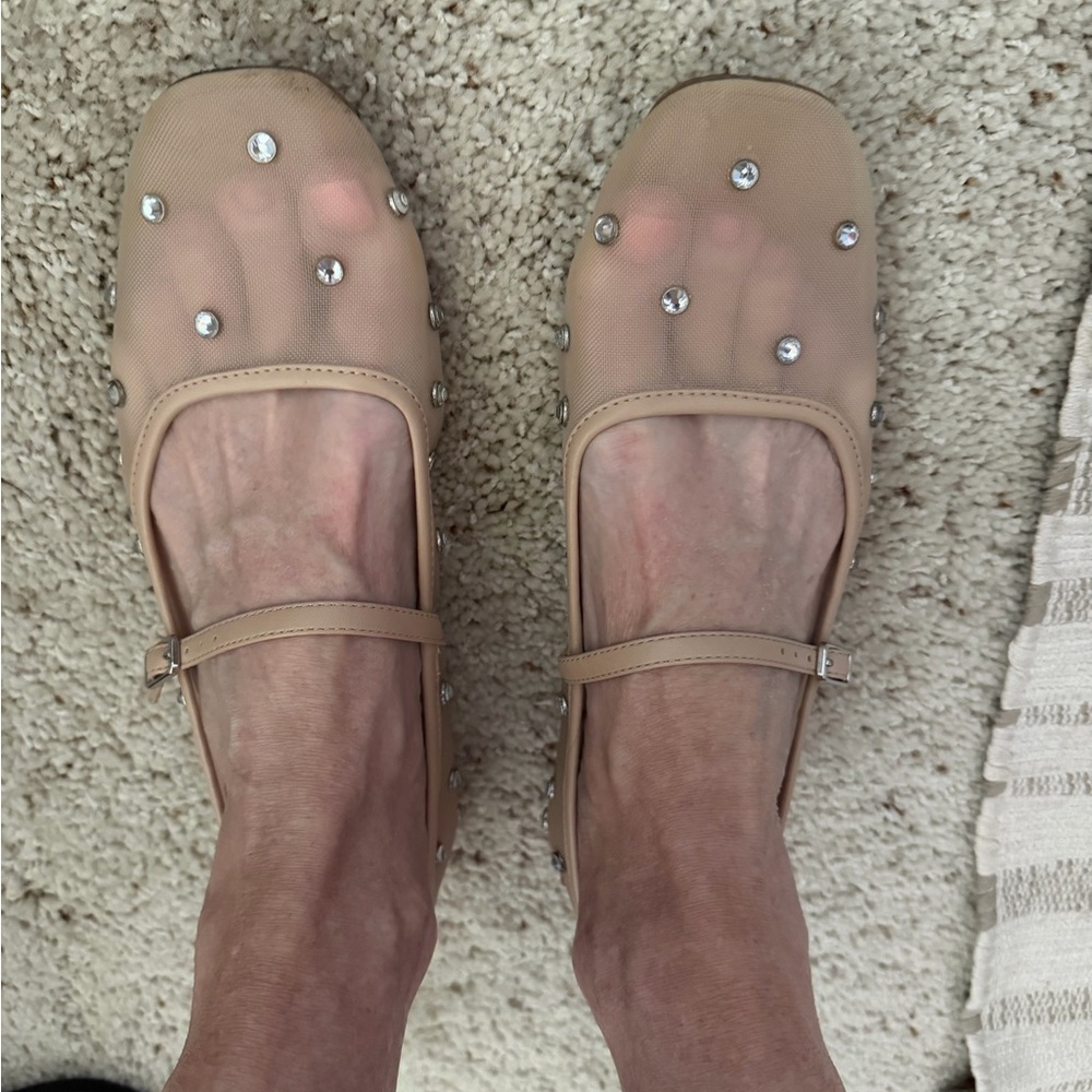 wild fable Nude Beige Mary Jane Flats with Crystal Studs